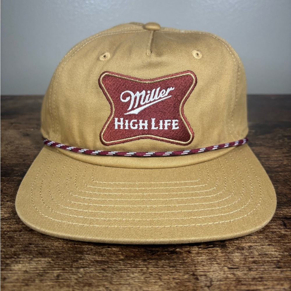 Miller High Life Beer Rope Relaxed Retro Style Mens 6 Panel Snapback Hat NWT